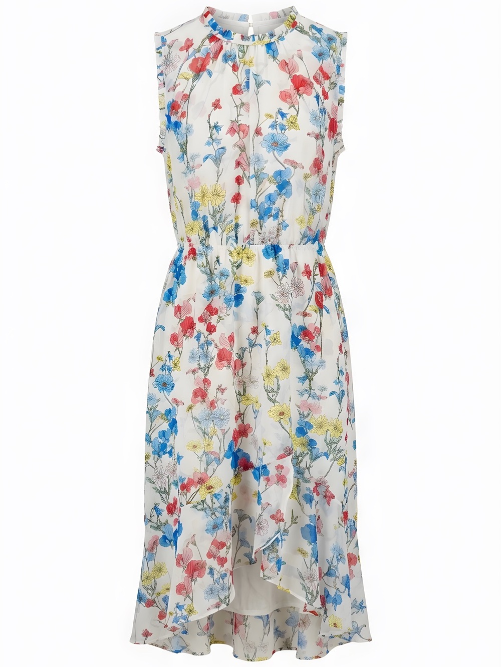 Nordstrom Adrianna Papell  White Floral Sleeveless Dress